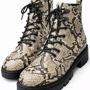 Dirty Laundry Snake Print Combat Boots
